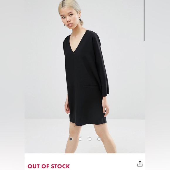 ASOS plunge neck shift dress raw edges NEW - Picture 2 of 3